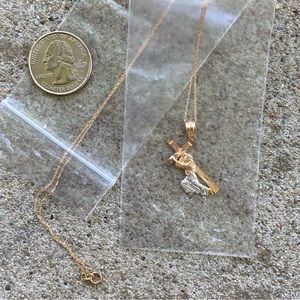 10K Jesus Carrying Cross Necklace